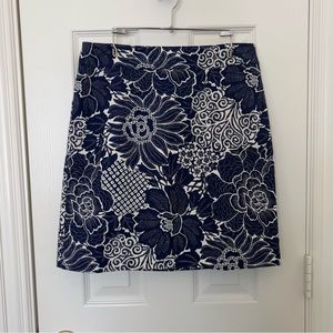 Talbots Navy/White Floral Skirt